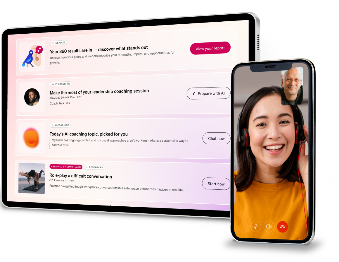 two devices showing a personalized betterup in app experience